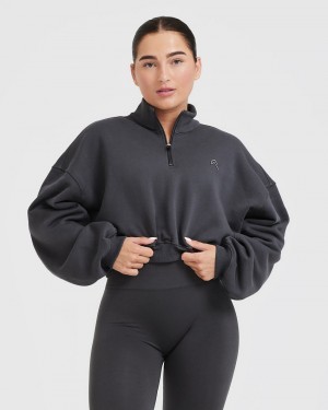 Oner Active All Day Cosy Crop 1/4 Zip Φούτερ μαυρα | UGY613248