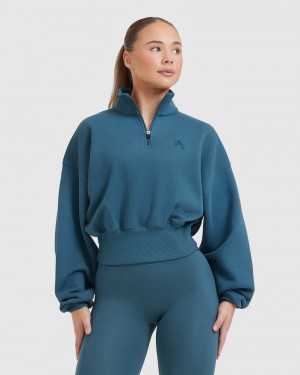 Oner Active All Day Crop 1/4 Zip Φούτερ μπλε | XRI159732