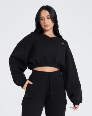 Oner Active All Day Oversized V-Neck Φούτερ μαυρα | OCQ709654