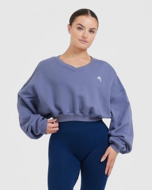 Oner Active All Day ελαφρια Oversized V-Neck Φούτερ μπλε | XAG416092