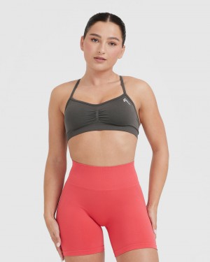 Oner Active Effortless strappy Bralette Sports Bras βαθυ γκρι καφε | YIV824075