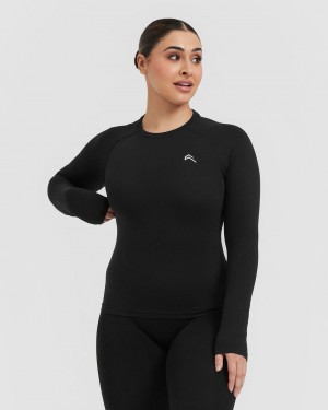 Oner Active Go To Seamless Fitted Long Sleeve μπλουζακια μαυρα | XZW897203