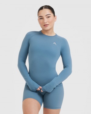 Oner Active Go To Seamless Fitted Long Sleeve μπλουζακια μπλε | OPZ719053