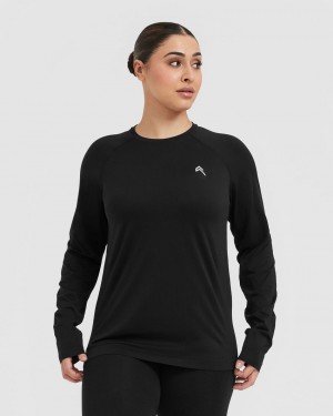 Oner Active Go To Seamless Loose Long Sleeve μπλουζακια μαυρα | HEA736058