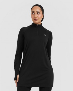 Oner Active Go To Seamless Loose Long Sleeve Longline μπλουζακια μαυρα | XEH937185