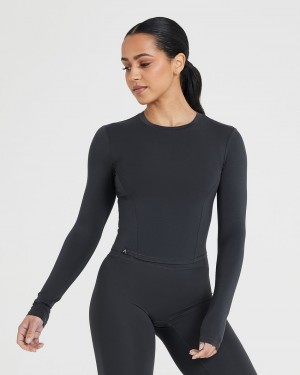 Oner Active Mellow Soft Mid Long Sleeve μπλουζακια μαυρα | DQC957634