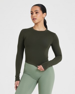 Oner Active Mellow Soft Mid Long Sleeve μπλουζακια Χακί | QEC637925