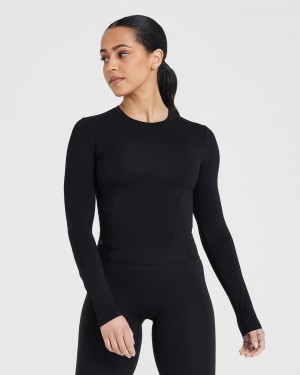 Oner Active Mellow Soft Mid Long Sleeve μπλουζακια μαυρα | YLH394167