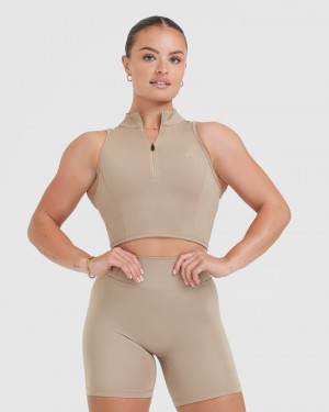 Oner Active Timeless Half Zip Crop Tank μπλουζακια γκρι | WTL256348