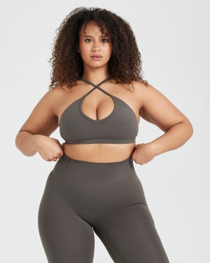 Oner Active Timeless strappy Bralette Sports Bras βαθυ γκρι καφε | BQN968024