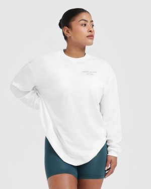 Oner Active κλασικα Lifters σταμπεσ Oversized ελαφρια Long Sleeve μπλουζακια ασπρα | QBV931567