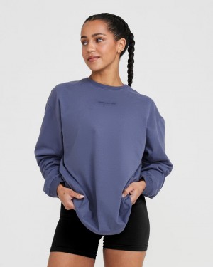 Oner Active κλασικα Mirror σταμπεσ Oversized Long Sleeve μπλουζακια μπλε | UHI014279