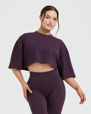 Oner Active κλασικα Relaxed Crop ελαφρια μπλουζακια μωβ | LMJ358746