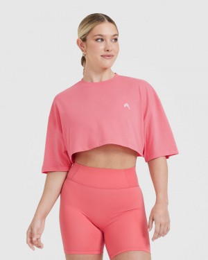 Oner Active κλασικα Relaxed Crop ελαφρια μπλουζακια ροζ | OVI964123