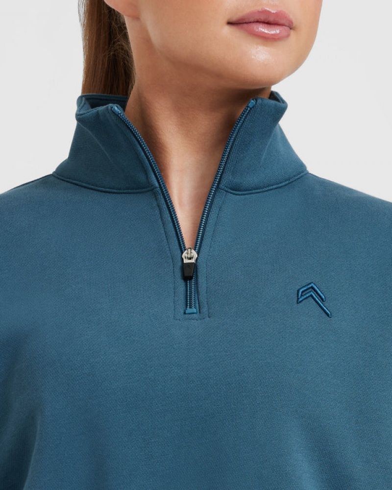 Oner Active All Day Crop 1/4 Zip Φούτερ μπλε | XRI159732