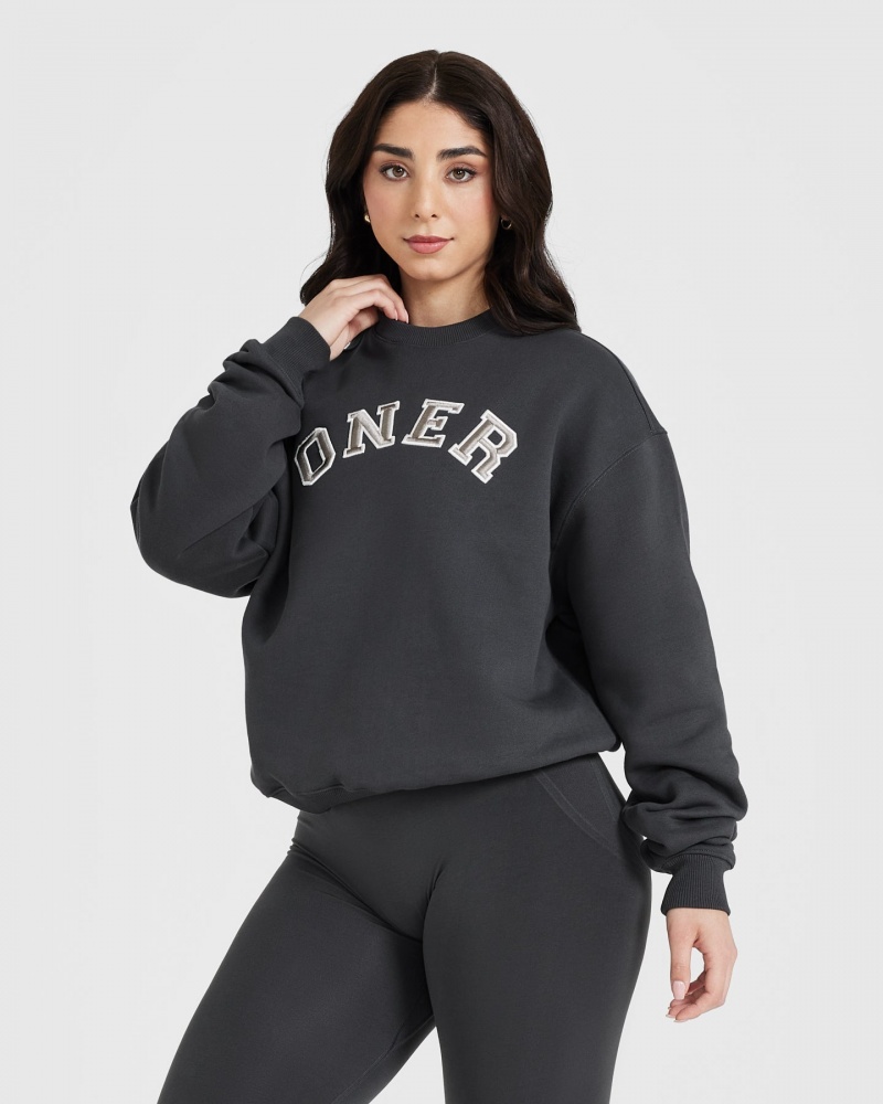 Oner Active All Day Varsity Oversized Φούτερ μαυρα | BIW836592