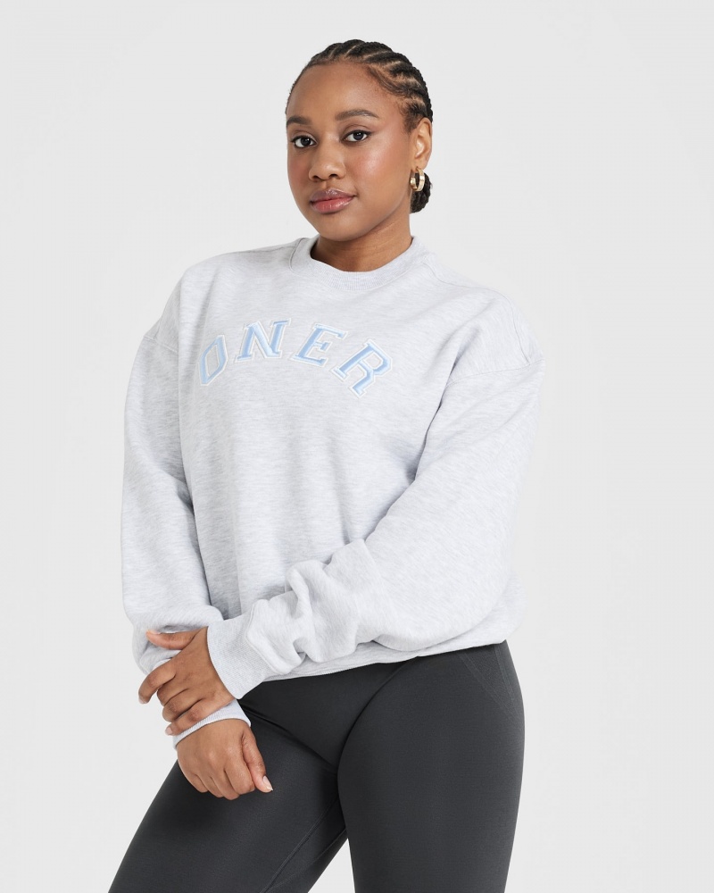 Oner Active All Day Varsity Oversized Φούτερ ανοιχτο γκρι | JCD491736