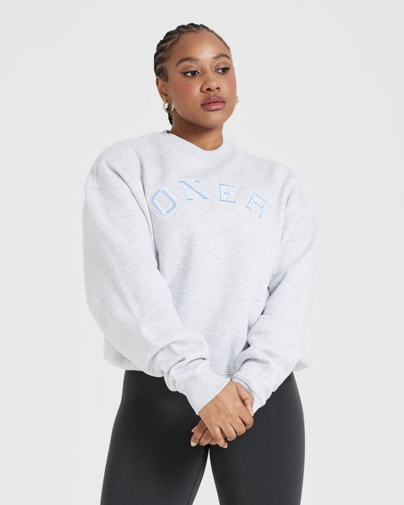 Oner Active All Day Varsity Oversized Φούτερ ανοιχτο γκρι | JCD491736