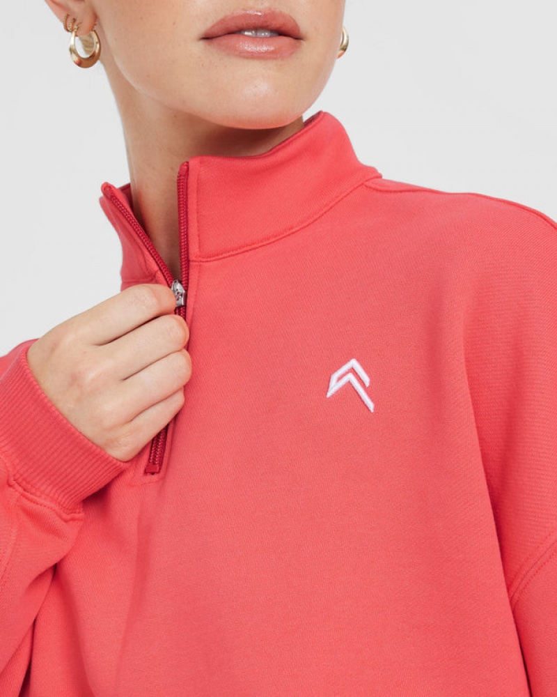 Oner Active All Day ελαφρια Crop 1/4 Zip Φούτερ κοκκινα | DQM169205