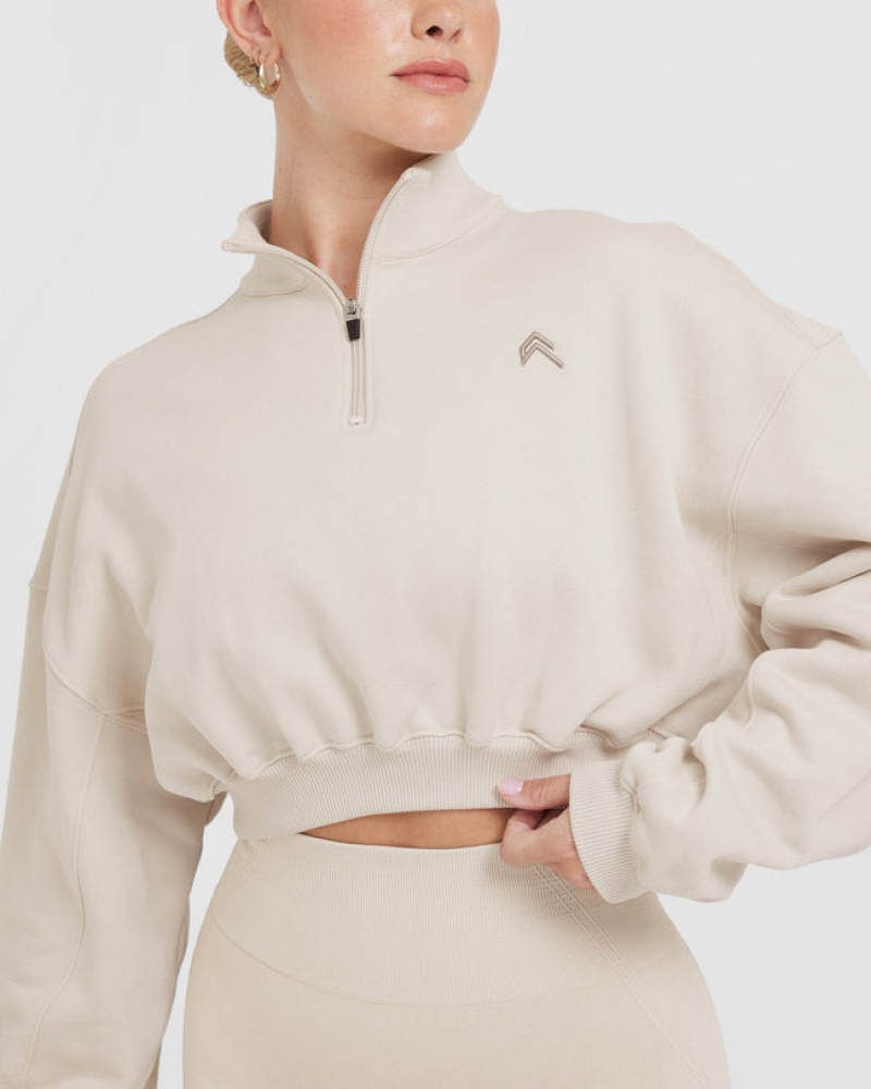 Oner Active All Day ελαφρια Crop 1/4 Zip Φούτερ καφε | HXQ826345