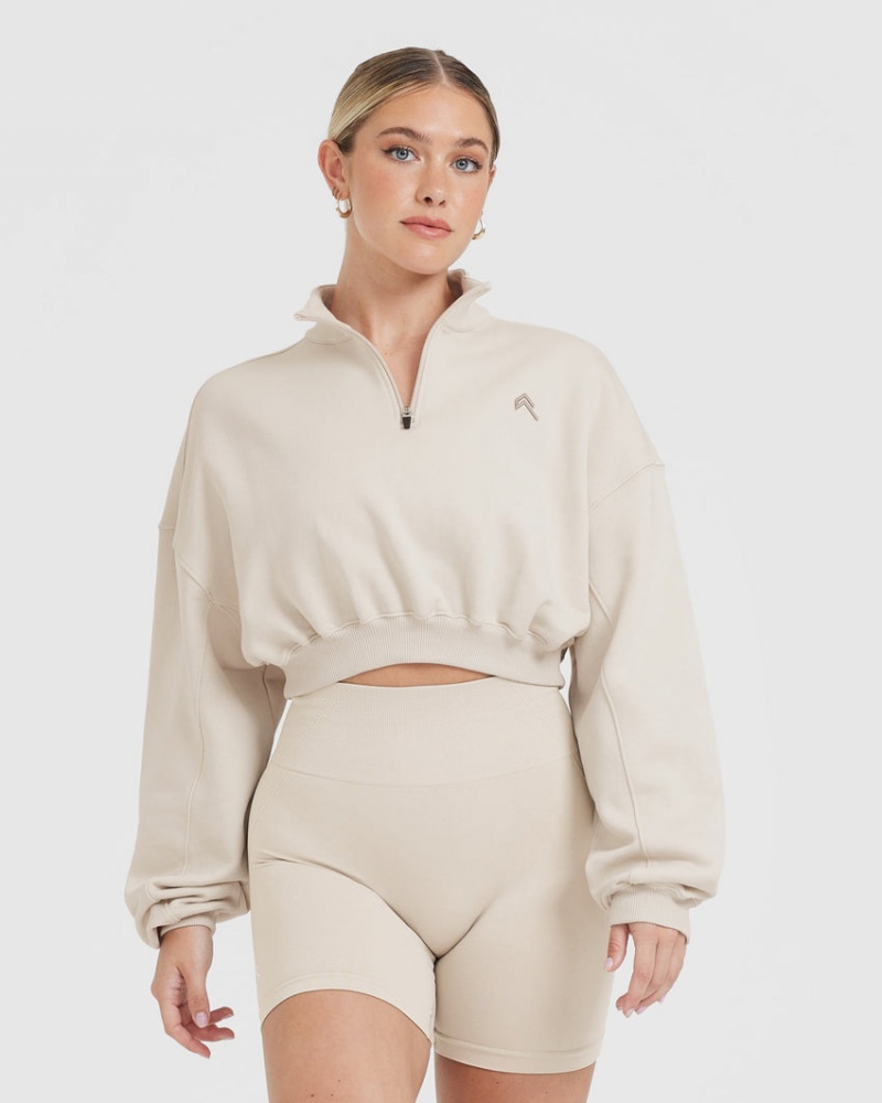 Oner Active All Day ελαφρια Crop 1/4 Zip Φούτερ καφε | HXQ826345