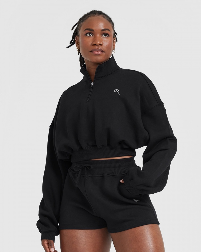 Oner Active All Day ελαφρια Crop 1/4 Zip Φούτερ μαυρα | XGP130658