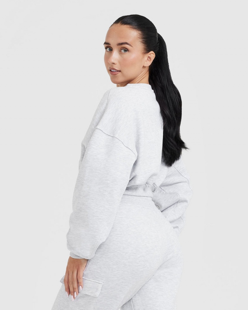 Oner Active All Day ελαφρια Oversized V-Neck Φούτερ ανοιχτο γκρι | XFZ268910