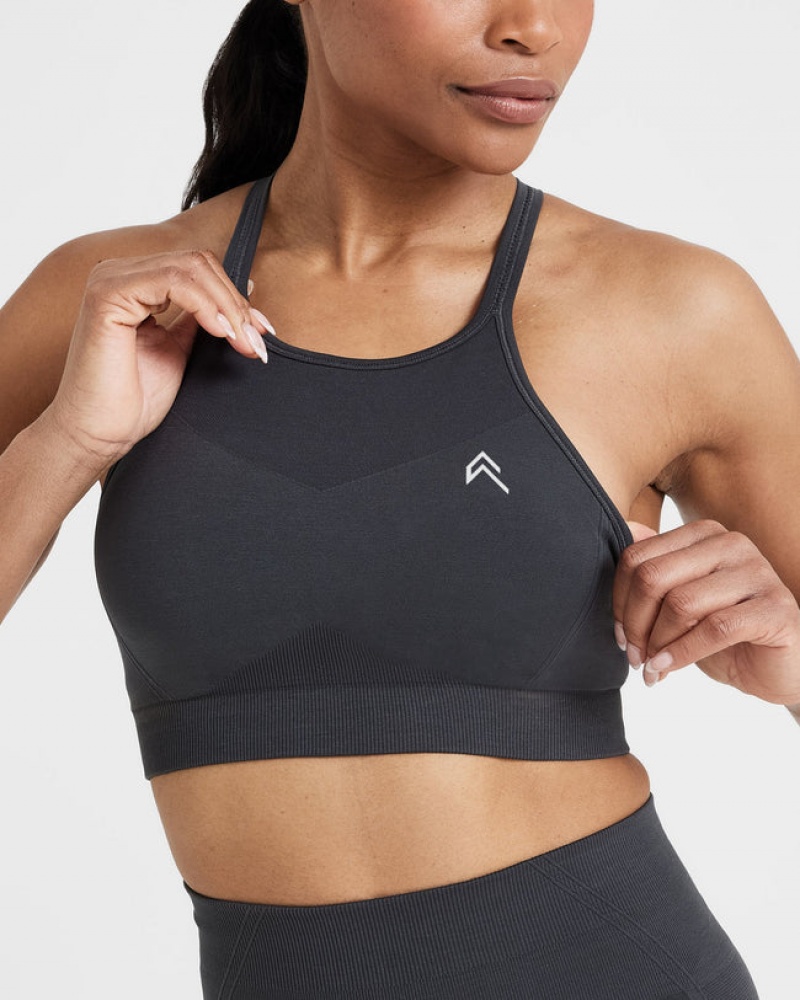 Oner Active Effortless Seamless High Neck Bralette Sports Bras μαυρα | KQL240658