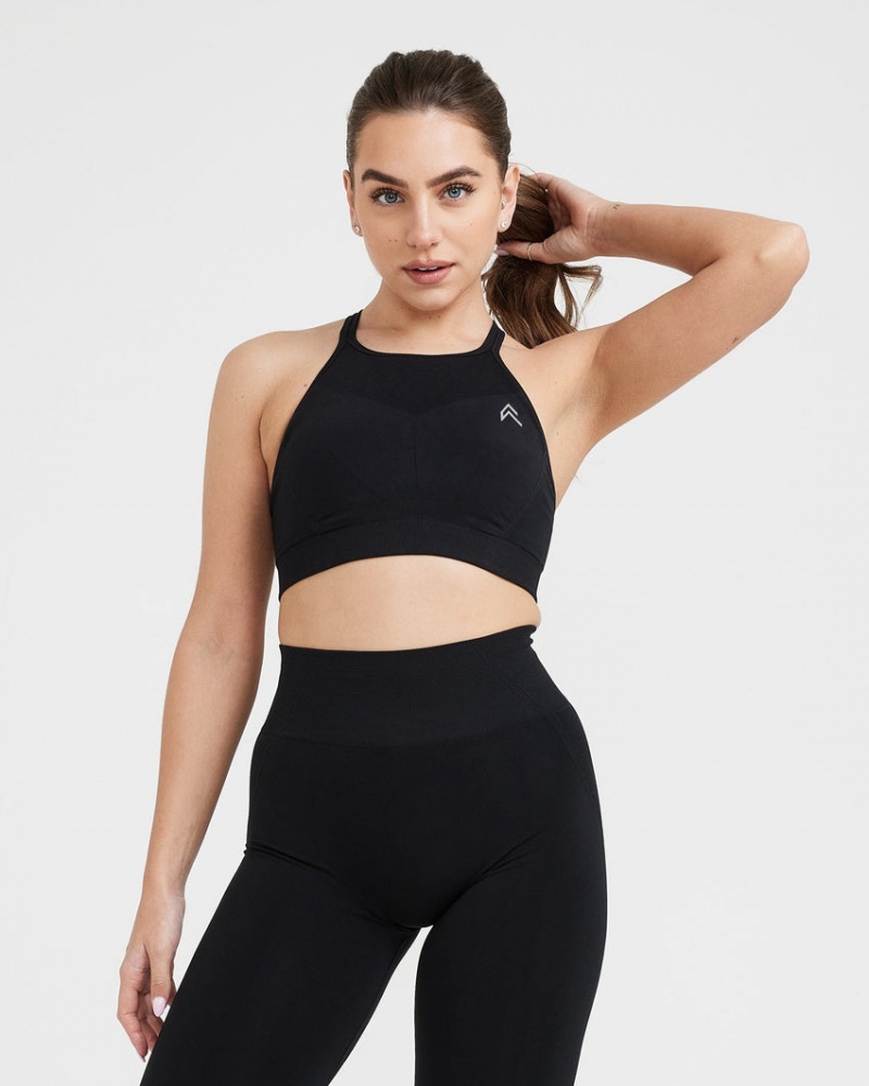 Oner Active Effortless Seamless High Neck Bralette Sports Bras μαυρα | KLB450273