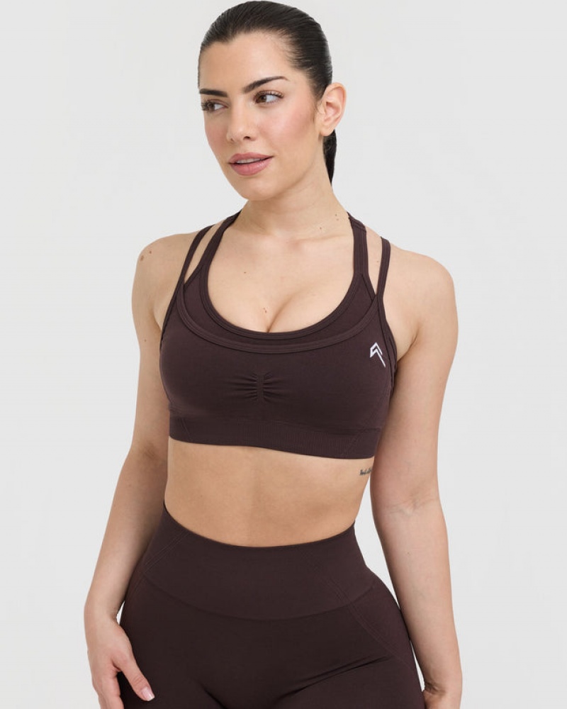 Oner Active Effortless Seamless Layered Sports Bras μωβ καφε | OAN793160