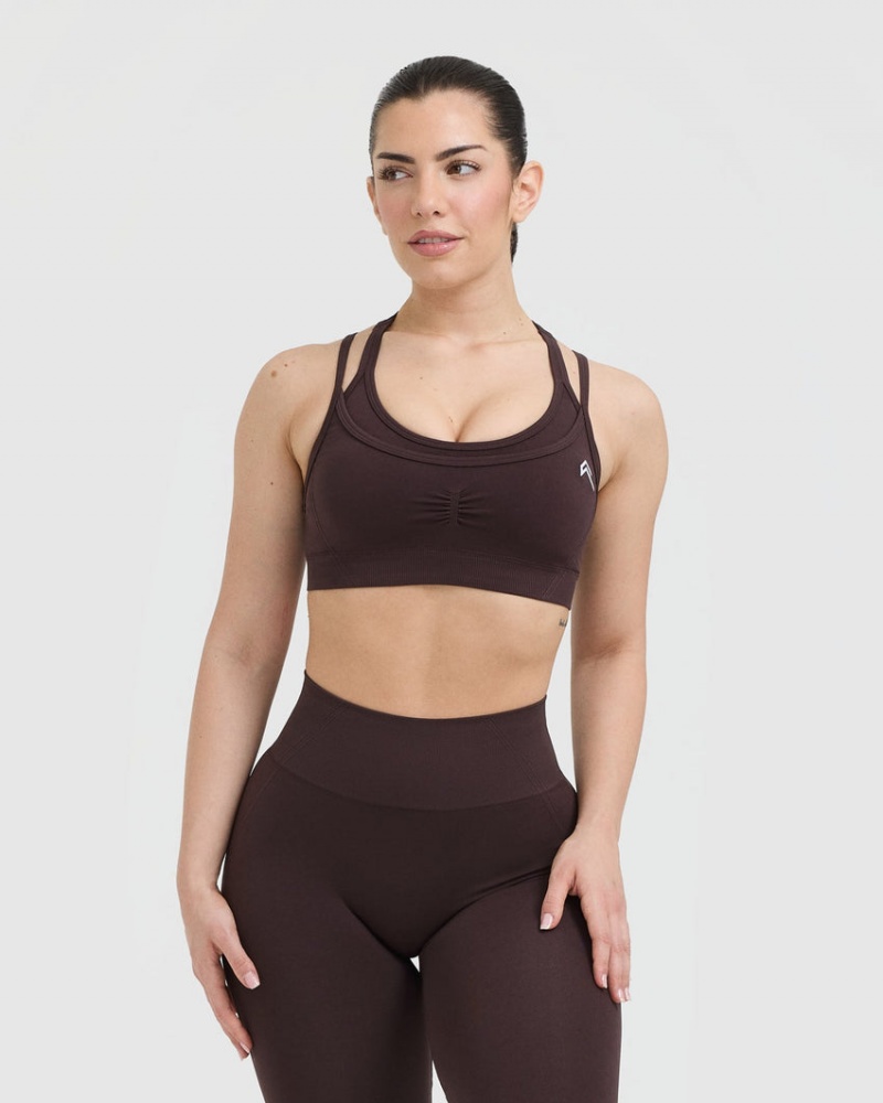 Oner Active Effortless Seamless Layered Sports Bras μωβ καφε | OAN793160