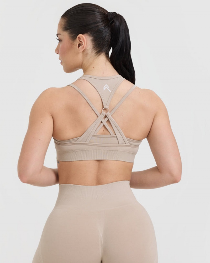 Oner Active Effortless Seamless Layered Sports Bras ανοιχτο καφε | NPS628470