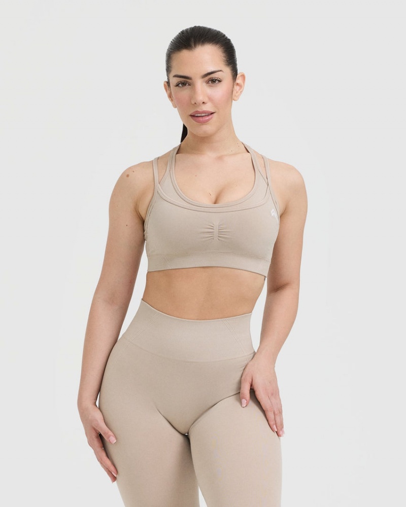 Oner Active Effortless Seamless Layered Sports Bras ανοιχτο καφε | NPS628470