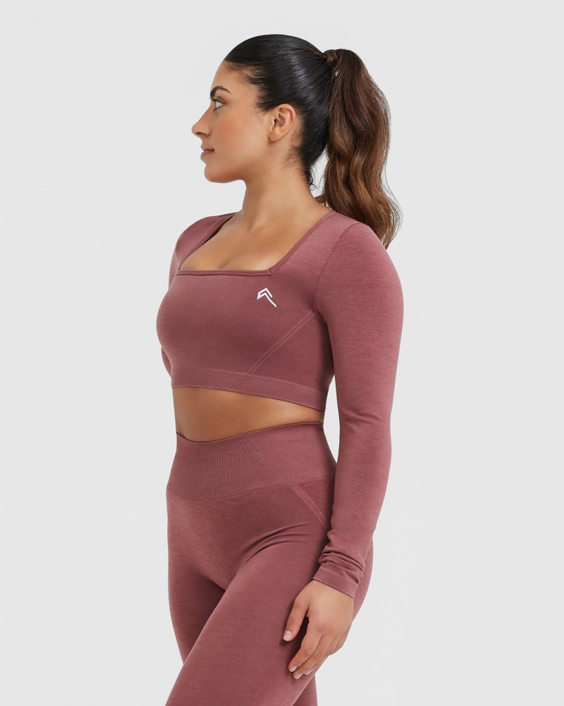 Oner Active Effortless Square Neck Crop Long Sleeve μπλουζακια ροζ | QHE872310