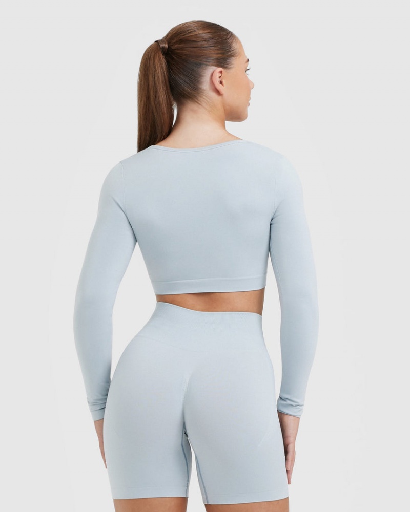 Oner Active Effortless Square Neck Crop Long Sleeve μπλουζακια μπλε | JGR574916