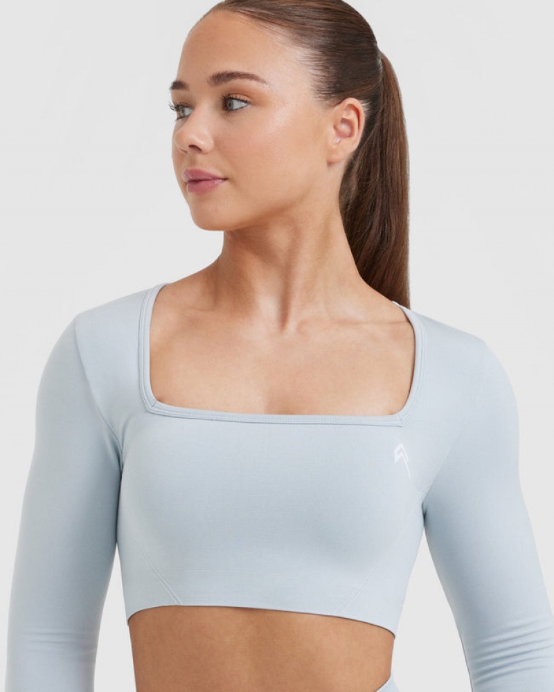 Oner Active Effortless Square Neck Crop Long Sleeve μπλουζακια μπλε | JGR574916