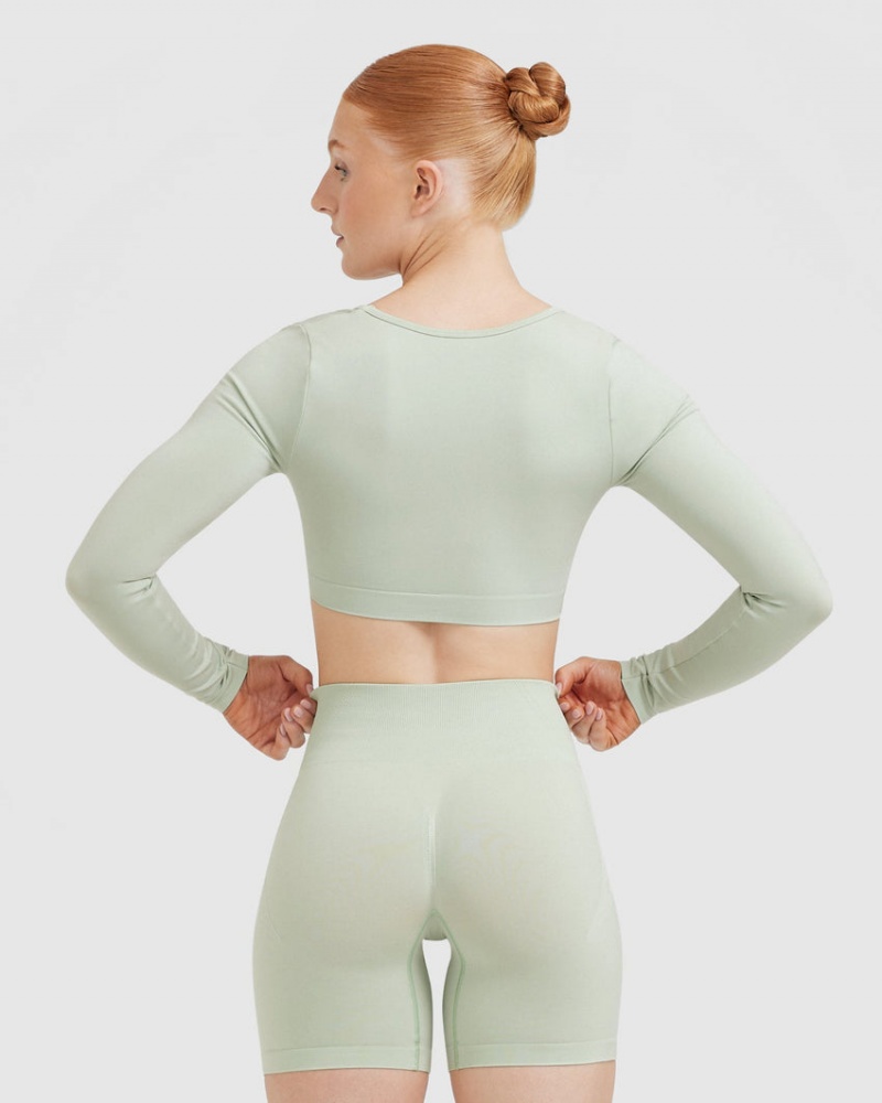 Oner Active Effortless Square Neck Crop Long Sleeve μπλουζακια πρασινο | GSO357802