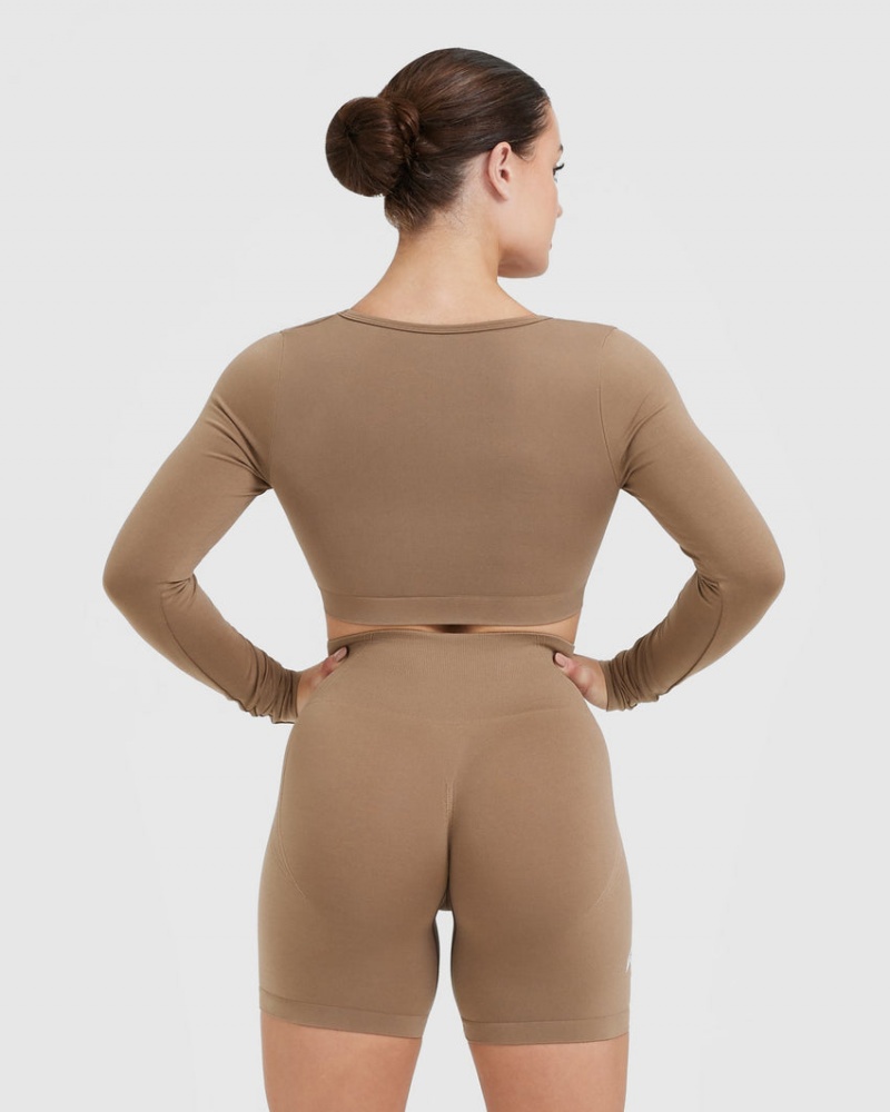 Oner Active Effortless Square Neck Crop Long Sleeve μπλουζακια γκρι | IEZ478309