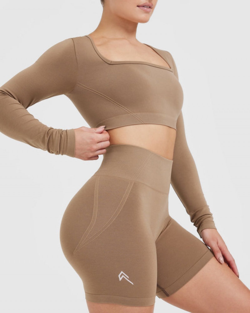 Oner Active Effortless Square Neck Crop Long Sleeve μπλουζακια γκρι | IEZ478309