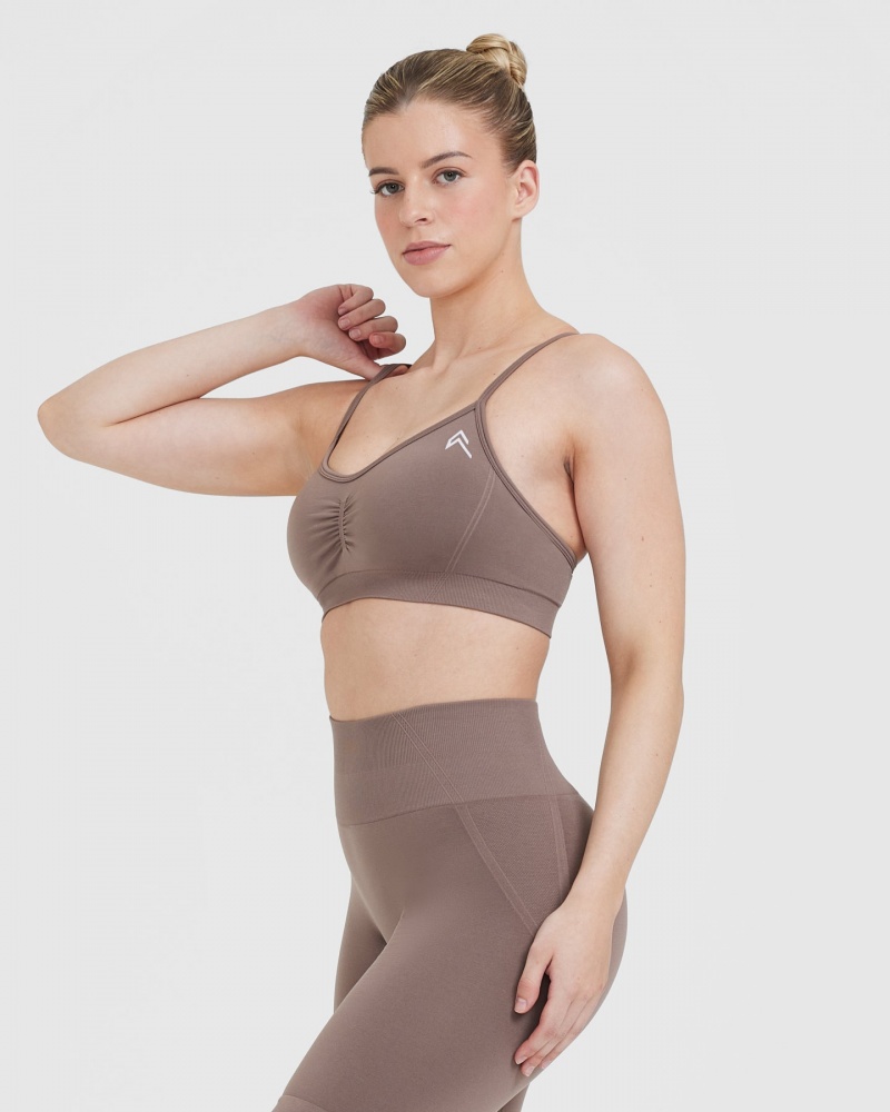 Oner Active Effortless strappy Bralette Sports Bras καφε | TRW410936