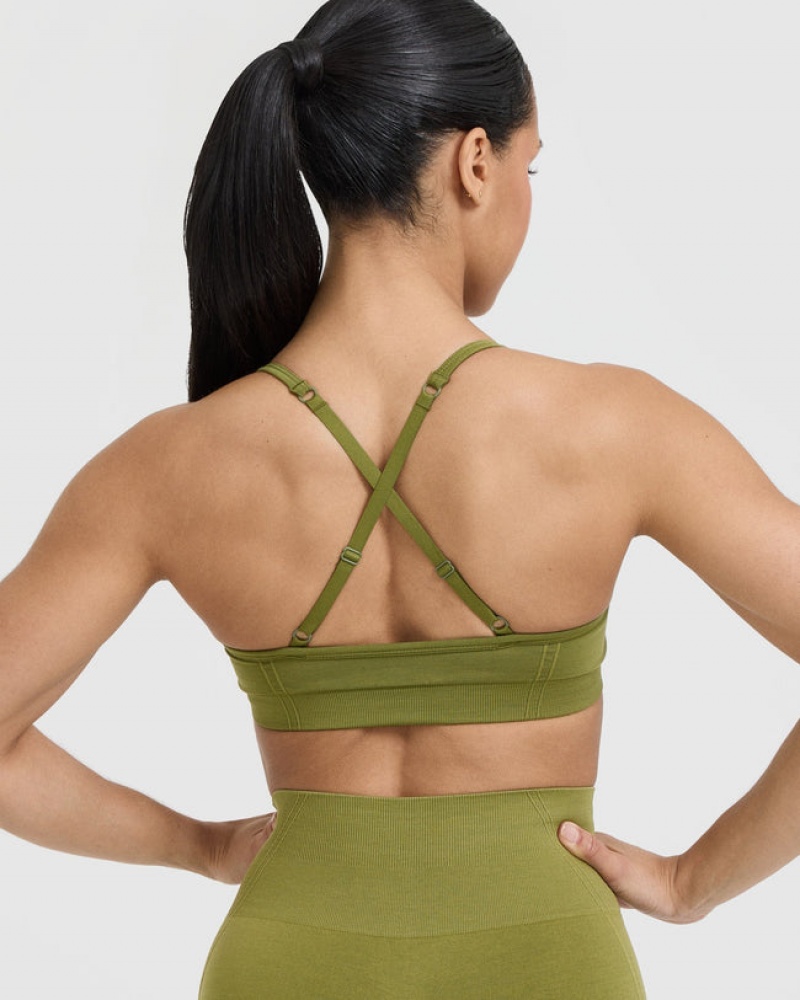 Oner Active Effortless strappy Bralette Sports Bras Ελιά πρασινο | TEW578216