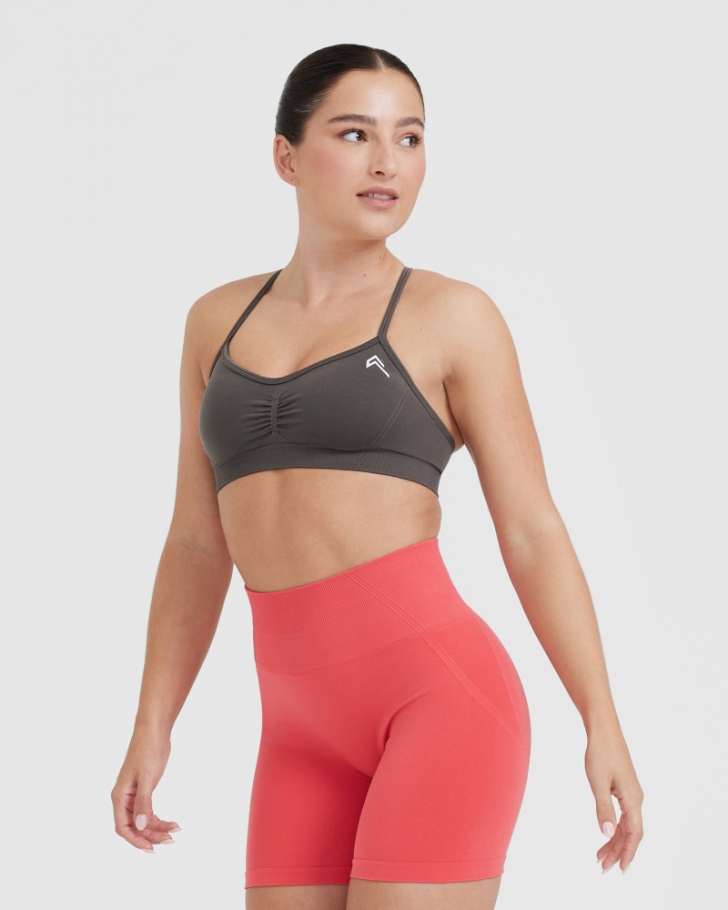 Oner Active Effortless strappy Bralette Sports Bras βαθυ γκρι καφε | YIV824075