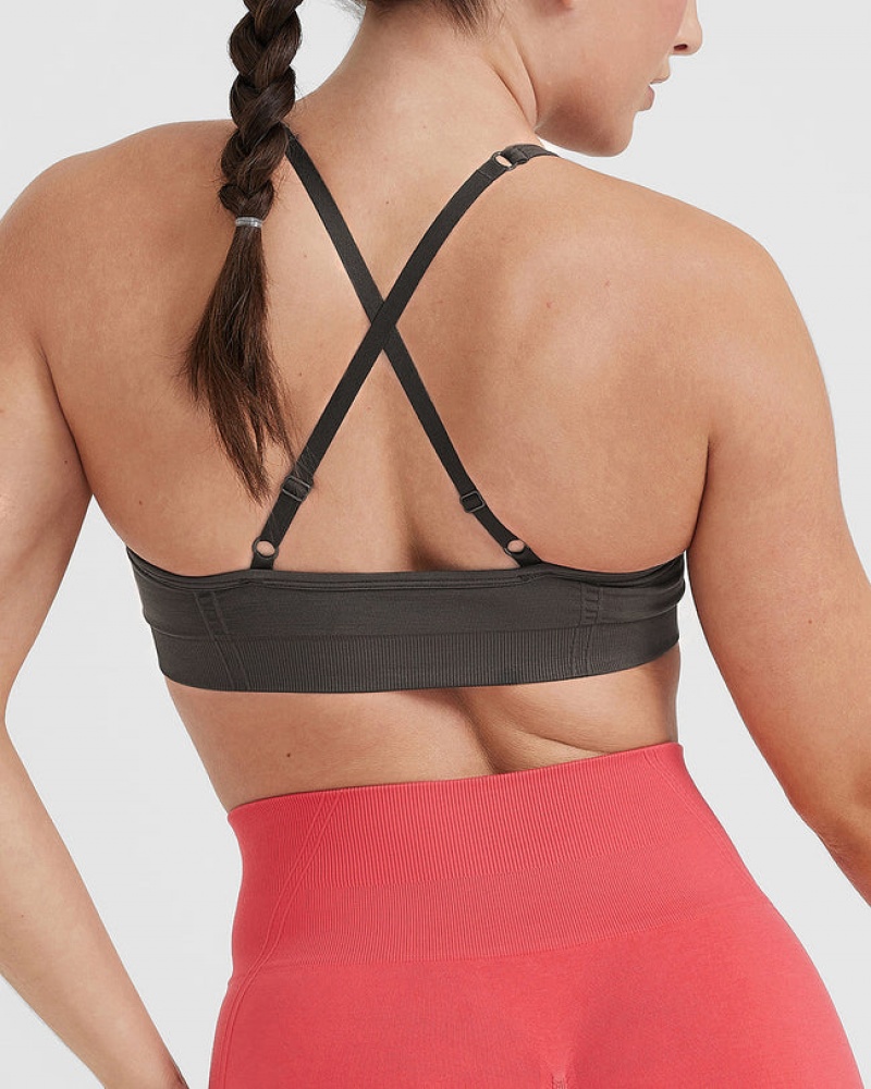 Oner Active Effortless strappy Bralette Sports Bras βαθυ γκρι καφε | YIV824075