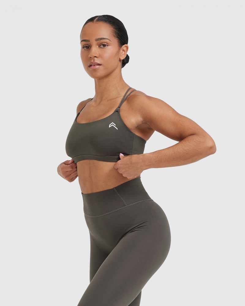 Oner Active Everyday Cross Over Bralette Sports Bras βαθυ γκρι καφε | HJN832157