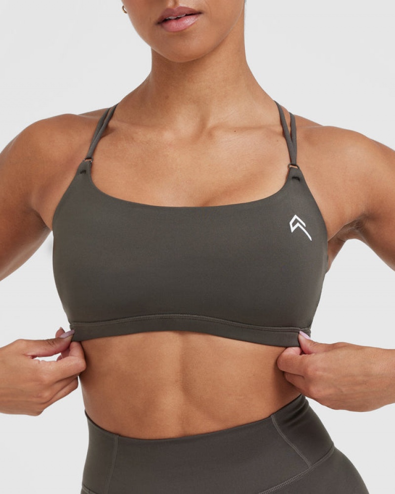 Oner Active Everyday Cross Over Bralette Sports Bras βαθυ γκρι καφε | HJN832157