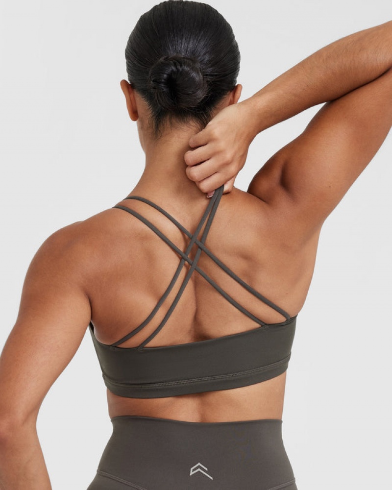 Oner Active Everyday Cross Over Bralette Sports Bras βαθυ γκρι καφε | HJN832157