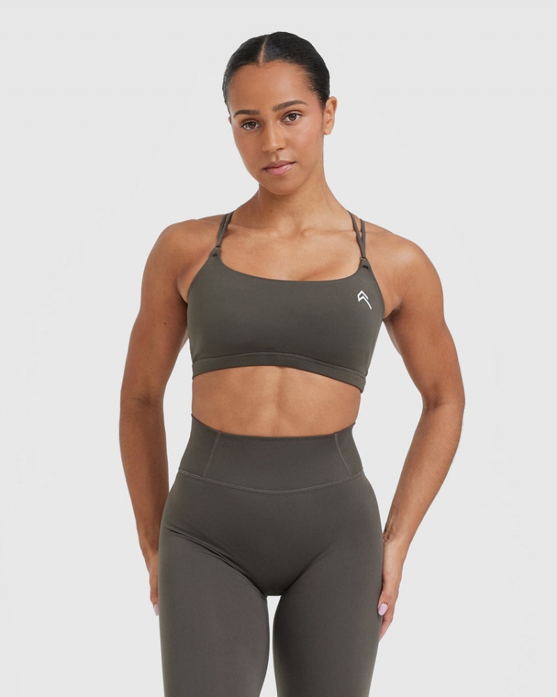 Oner Active Everyday Cross Over Bralette Sports Bras βαθυ γκρι καφε | HJN832157