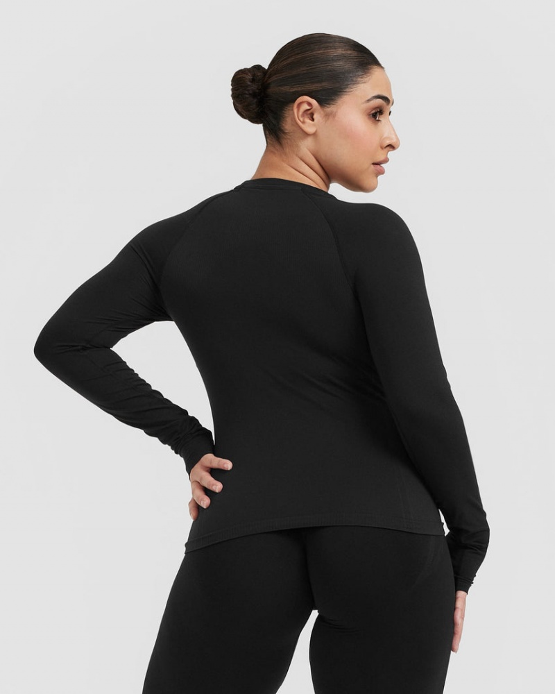 Oner Active Go To Seamless Fitted Long Sleeve μπλουζακια μαυρα | XZW897203