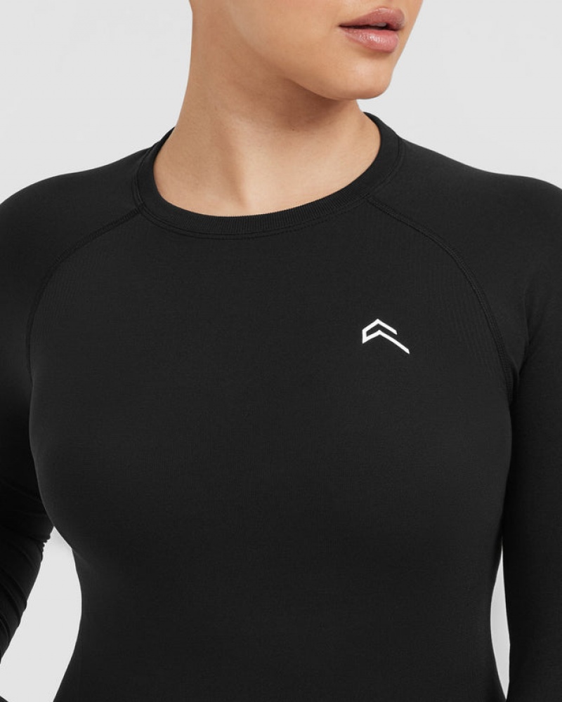 Oner Active Go To Seamless Fitted Long Sleeve μπλουζακια μαυρα | XZW897203