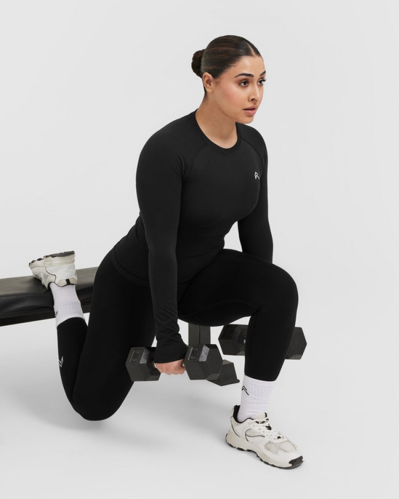 Oner Active Go To Seamless Fitted Long Sleeve μπλουζακια μαυρα | XZW897203